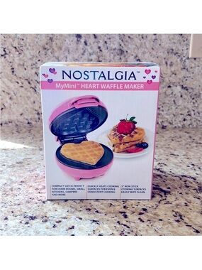 Nostalgia Pink MyMini Heart Waffle Maker